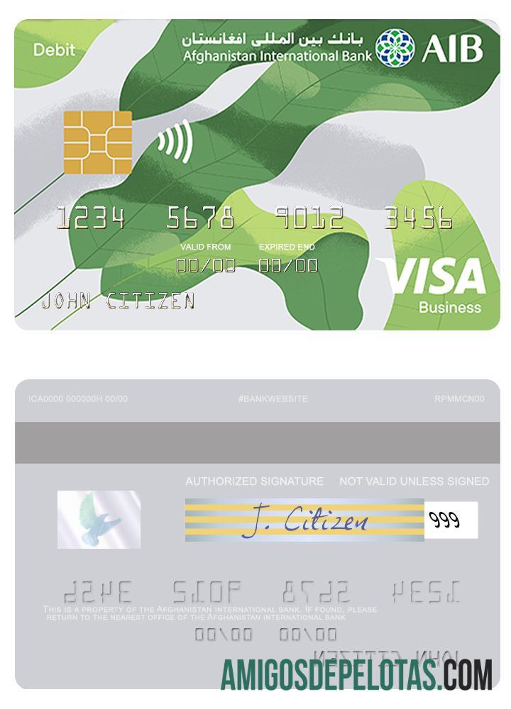 Cartão de débito empresarial Visa do Banco Internacional do Afeganistão baixar para verificação